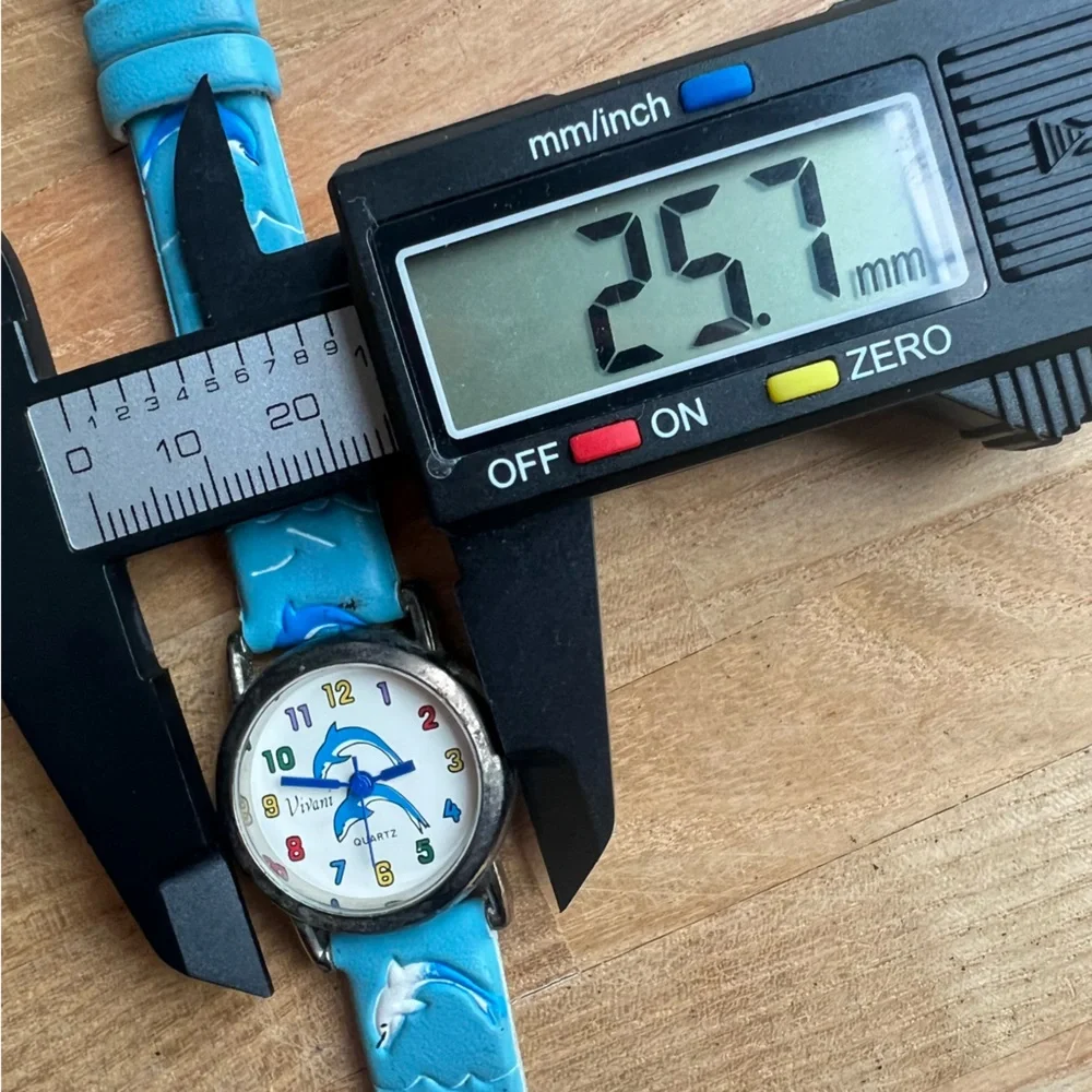 Vintage Vivani kids dolphin watch blue leather NEW BATTERY
